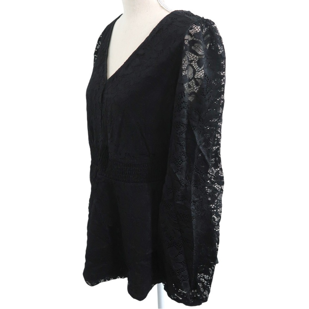 NWT Torrid Stretch Lace V-Neck Smocked Waist Long Sleeve Babydoll - Size: 10 (M) - Picture 5 of 8